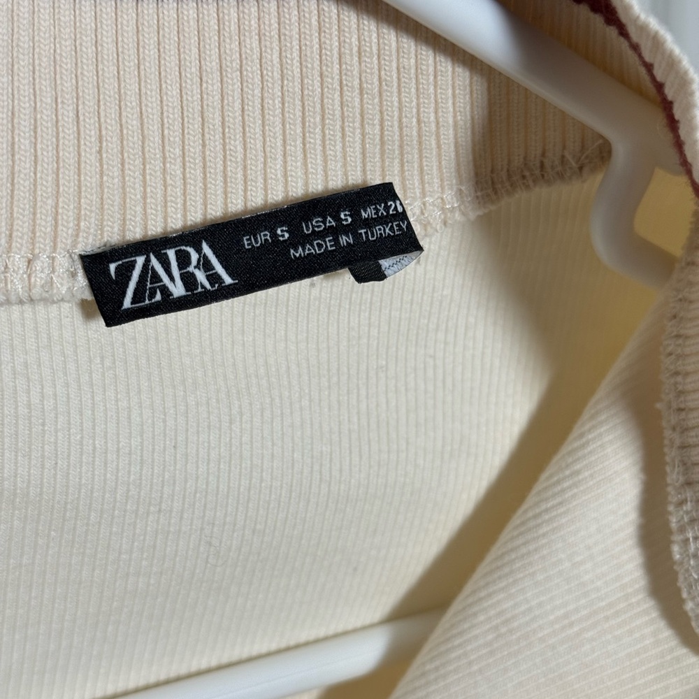 Zara Cream and Brown Long Sleeve Top - Picture 3 of 4